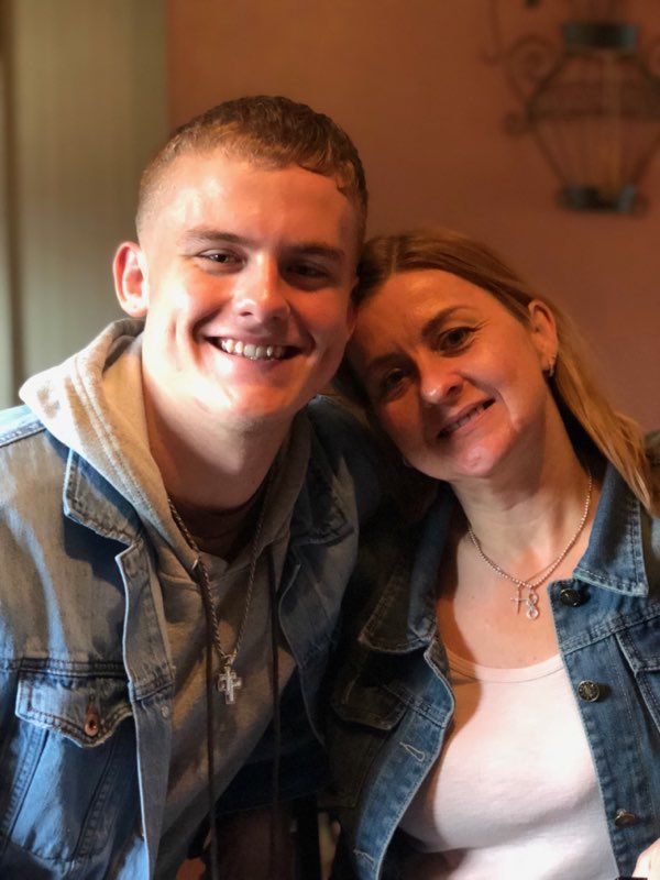 Derek Sancya and his mother